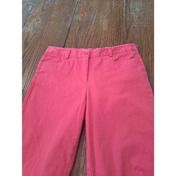 Size 6 Kim Rogers Pink Coral Casual Capri Pants with Pockets Belt Loops - Picture 2 of 3